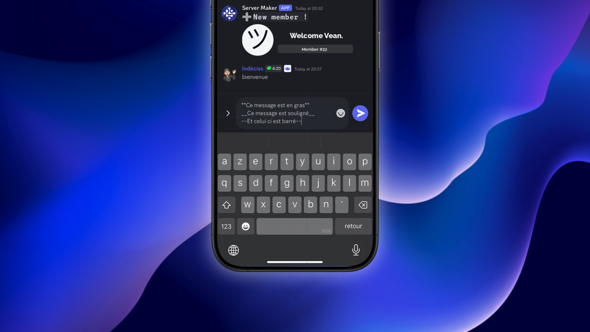 Discord message formatting example